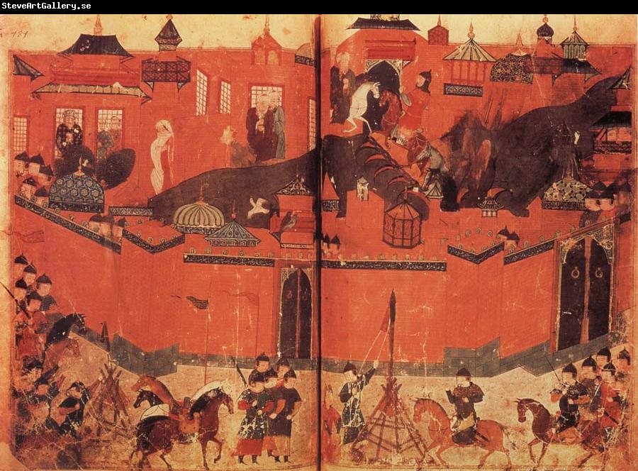 unknow artist The Mongolen Sturmen and conquer Baghdad in 1258